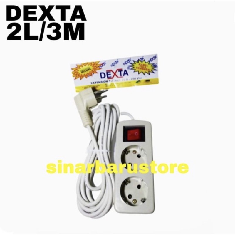 Stop Kontak 2 Lubang + Saklar Lampu + Kabel 3 Meter "Dexta"