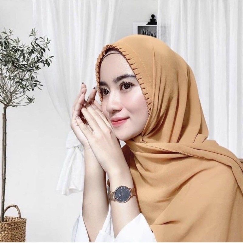 JILBAB PASHMINA TALI LIPIT CREPE / HIJAB POLOS