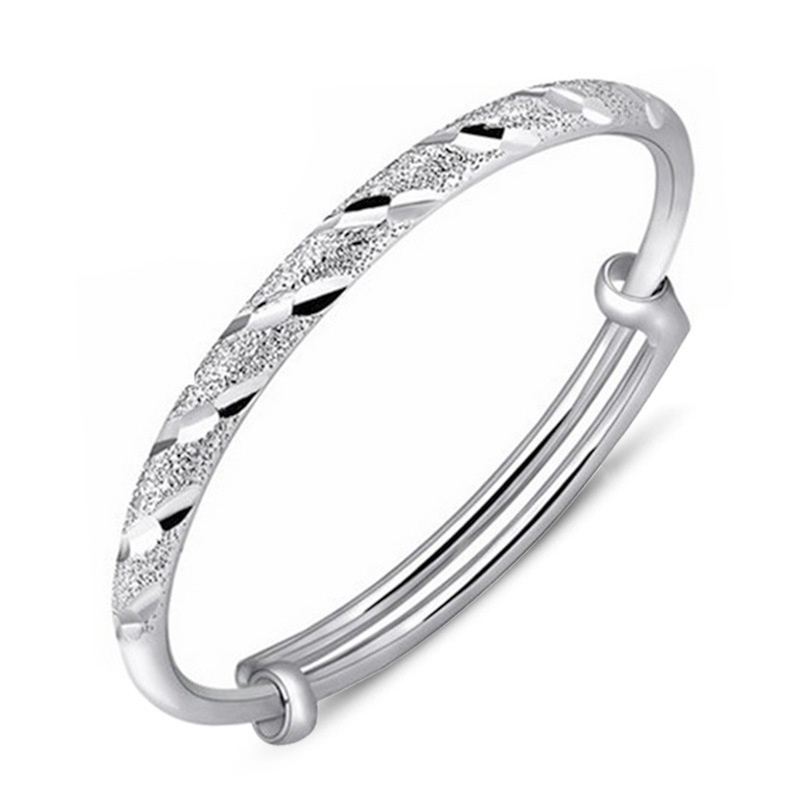 Gelang Bentuk Tabung Bulat Bahan Stainless Steel Warna Silver Untuk Wanita