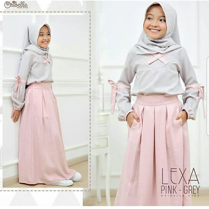 SETELAN MUSLIM ANAK PEREMPUAN / SETELAN ROK PANJANG ANAK MUSLIM LEXA
