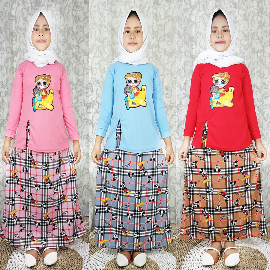 BAJU DAN ROK MIMOUSE BERRY SETELAN ANAK PEREMPUAN GL FASHION