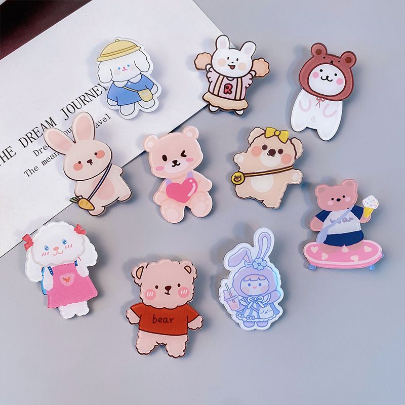 INS Kawaii Brooch Dog Rabbit Cow Cartoon Pins Backpack Jeans handbag Decoration