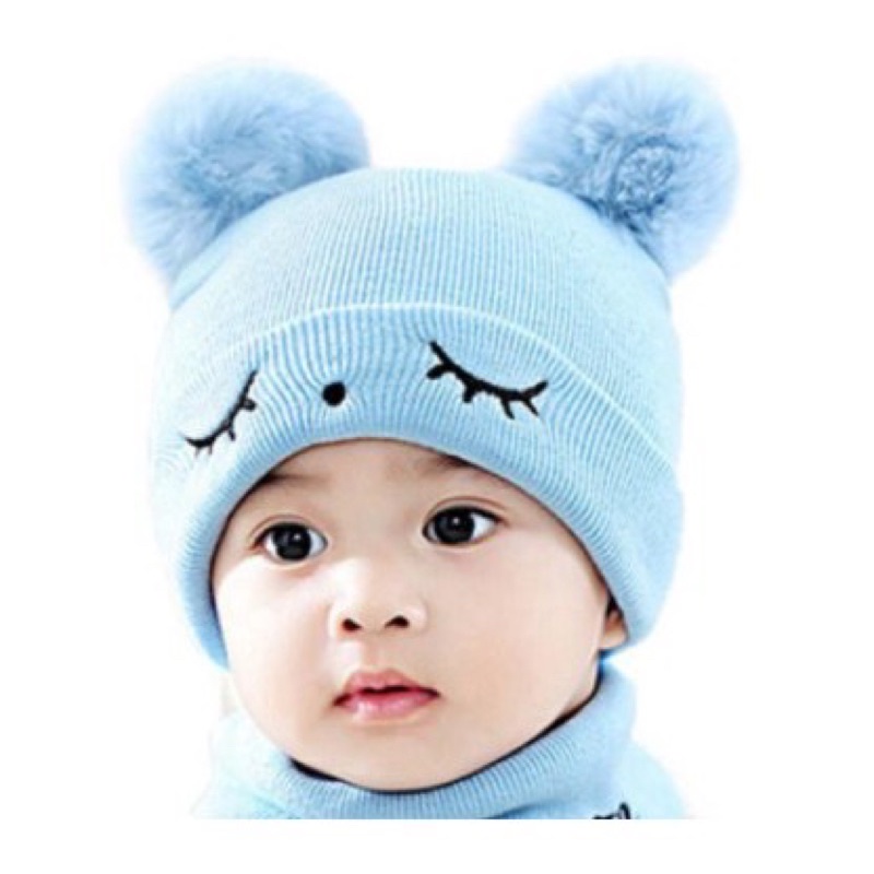 TOPI ANAK TOPI RAJUT POMPOM BORDIR MATA BEST QUALITY TOPI BAYI KUPLUK KEKINIAN