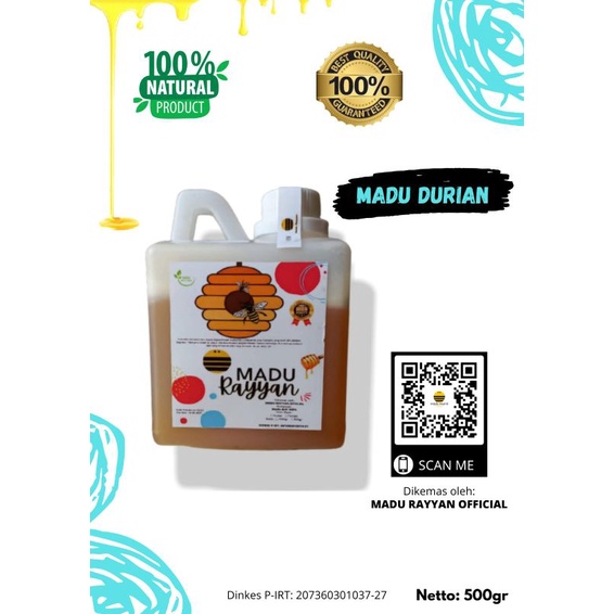 Madu Nektar Durian/Original/Raw Honey 500gr