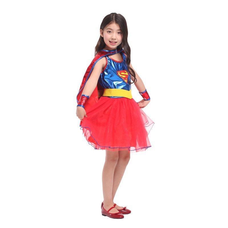 Kostum cosplay supergirl super girl anak