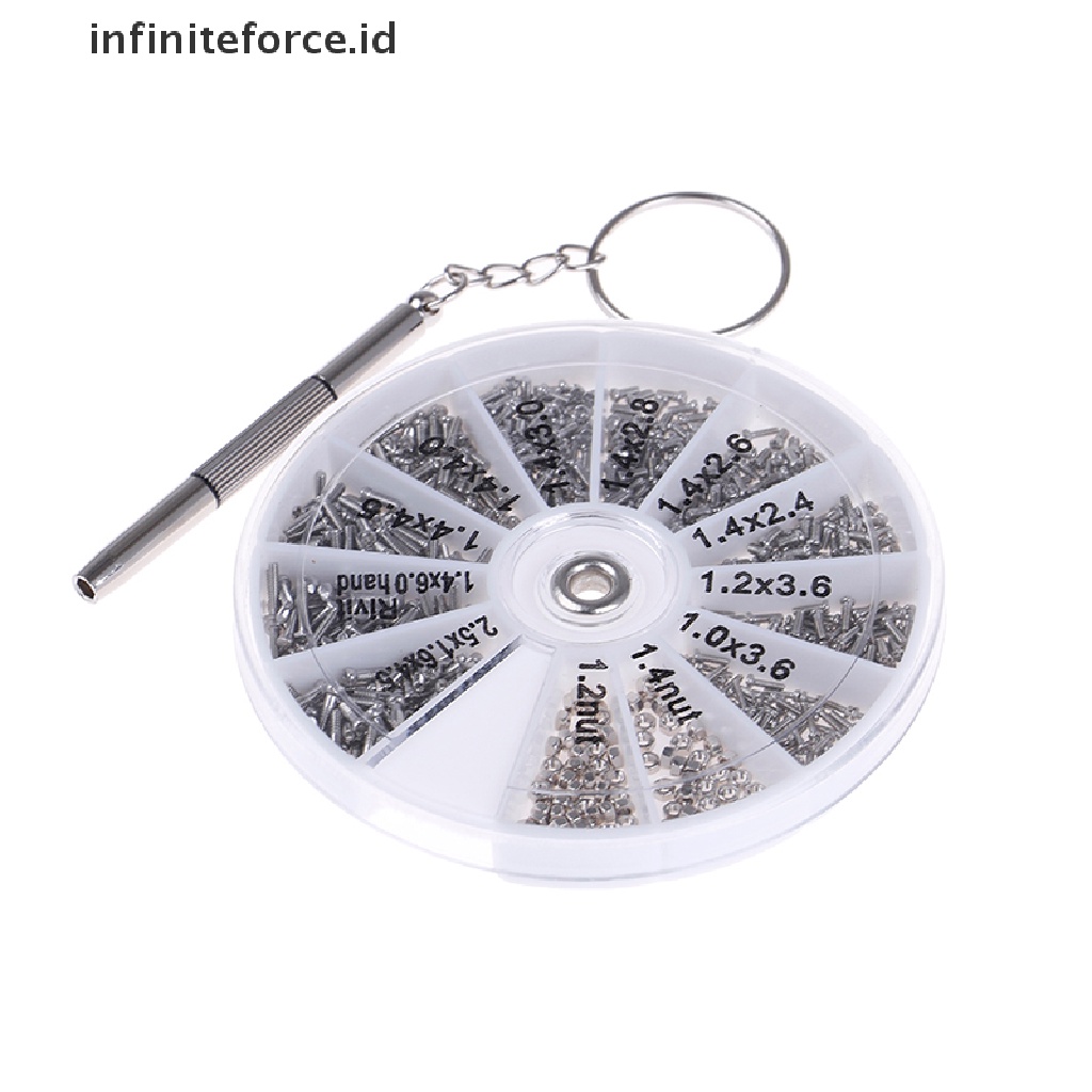 (Infiniteforce.Id) 1000pcs / Set Sekrup + Mur + Obeng Untuk Reparasi Jam Tangan