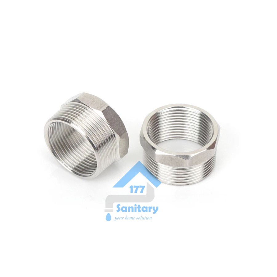 Sok Kran Stainless 3/4inch ke 1inch S34 - Vokring ring sock Drat luar dalam plok sok fitting pipa