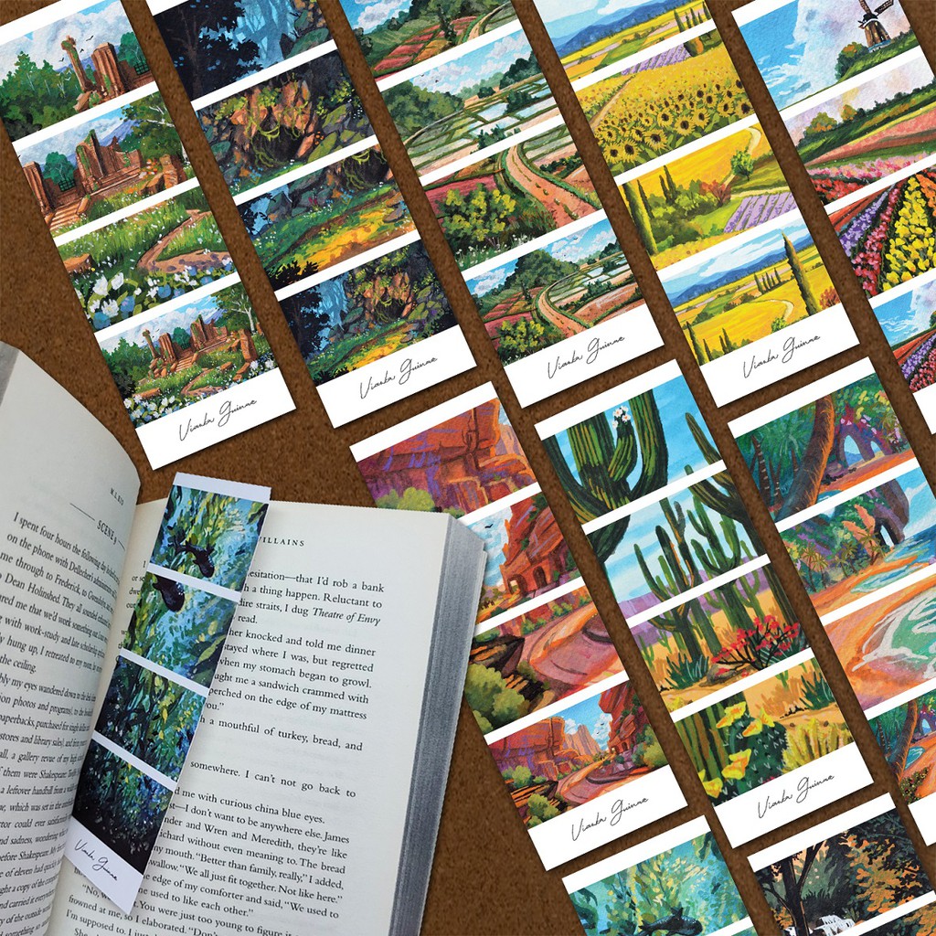 [Artopia] Bookmark by VIANKA GUINAZ / Pembatas Buku Gouache Ilustrasi Pemandangan Alam
