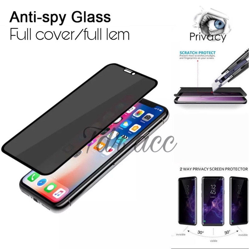 10D ANTI SPY FULL COVER - TEMPERED GLASS OPPO A58/A96/A95/A78 5G/A77S/A76/A57 2022/A55/A54/A17K/A17/A16/A16K/A16E/A15/A15S/A11K/A33 2020/A53/A92/A52/A12/A91/A5S/A7/A74 4G/A74 5G/A9 2020/A5 2020/A31/A3S