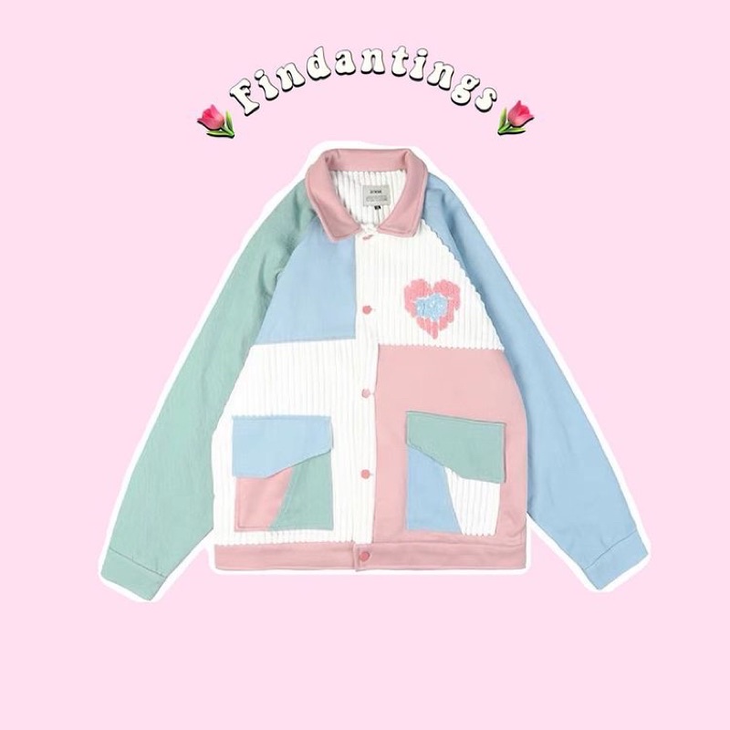 Jacket Oversize Pastel Corduroy Denim Import Wanita #FATS21171