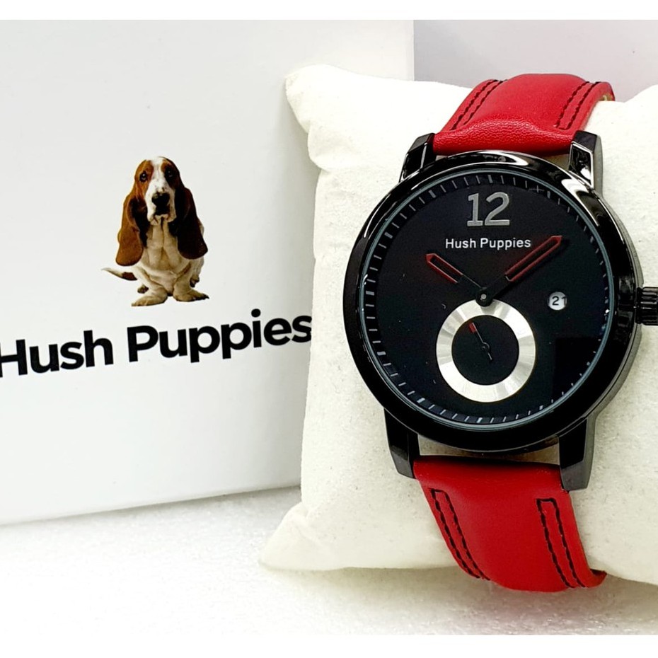 [ COD ] Jam Tangan Fashion Pria / Wanita Hush Puppies Elegan 2348CT Strap kulit Chrono Detik Tanggal