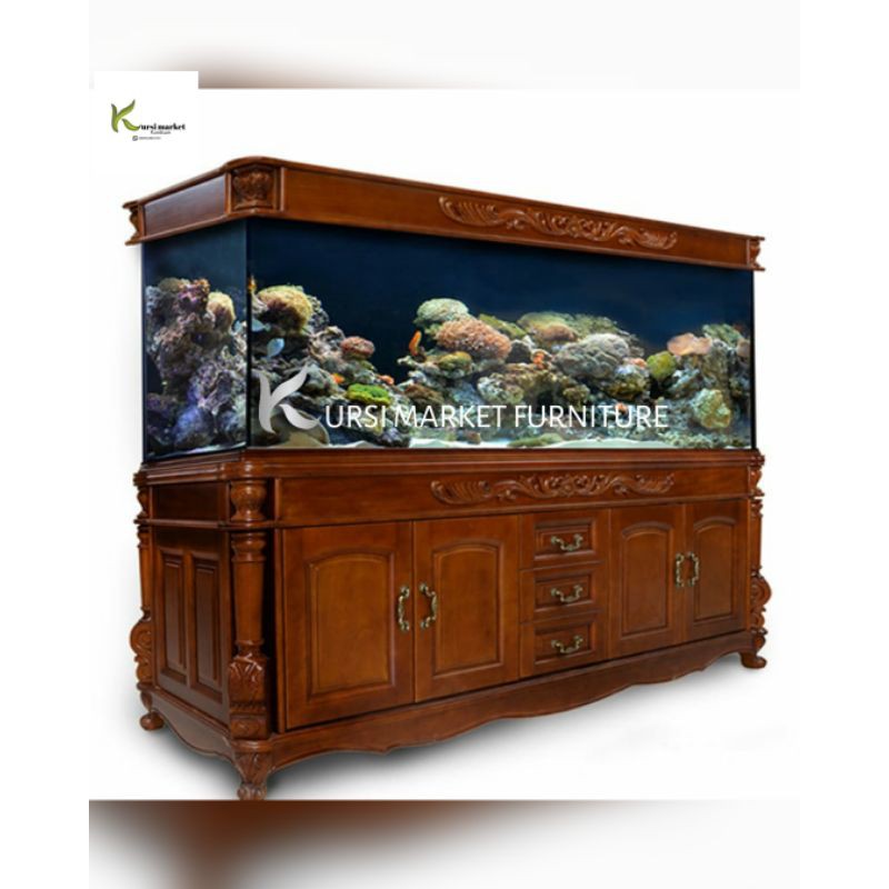 Tempat aquarium UK 180CM JUMBU IKAN HIAS ARWANA SUPER MEWAH buet aquarium ikan hias arwana KAYU jati