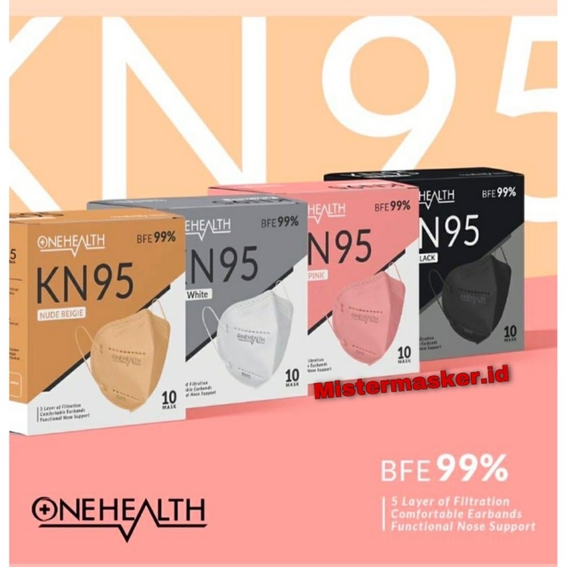 MASKER KN95 ONE HEALTH BFE 99% ORIGINAL 100% IZIN KEMENKES MEDIS SURGICAL 5 PLY