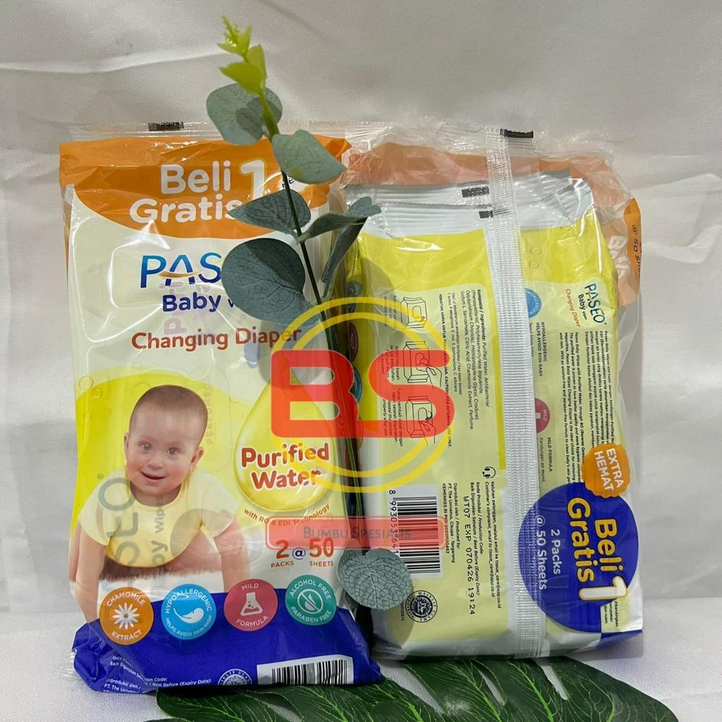 Tissue tisu basah paseo baby wipes 50 sheets PROMO ( BELI 1 GRATIS 1) PROMO !!!!