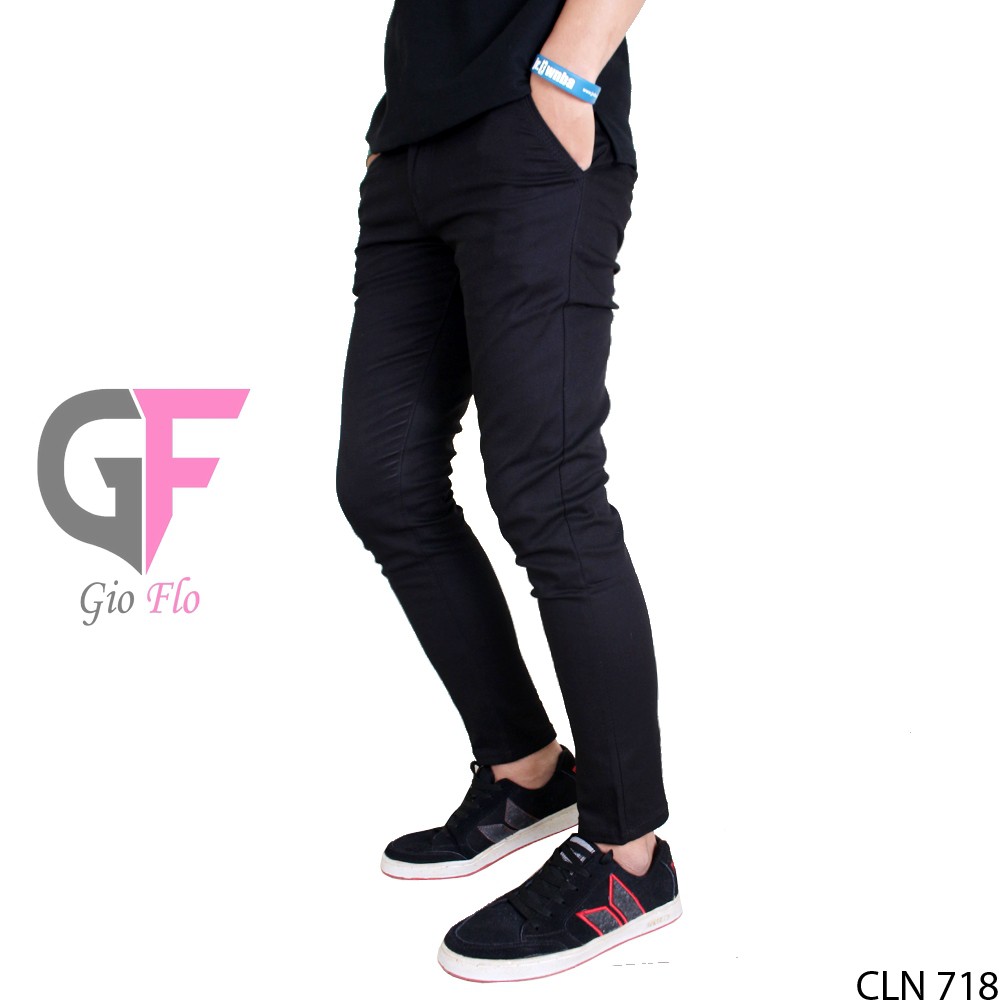 GIOFLO Celana Panjang Pria Celana Chino Kekinian Hitam / CLN 718