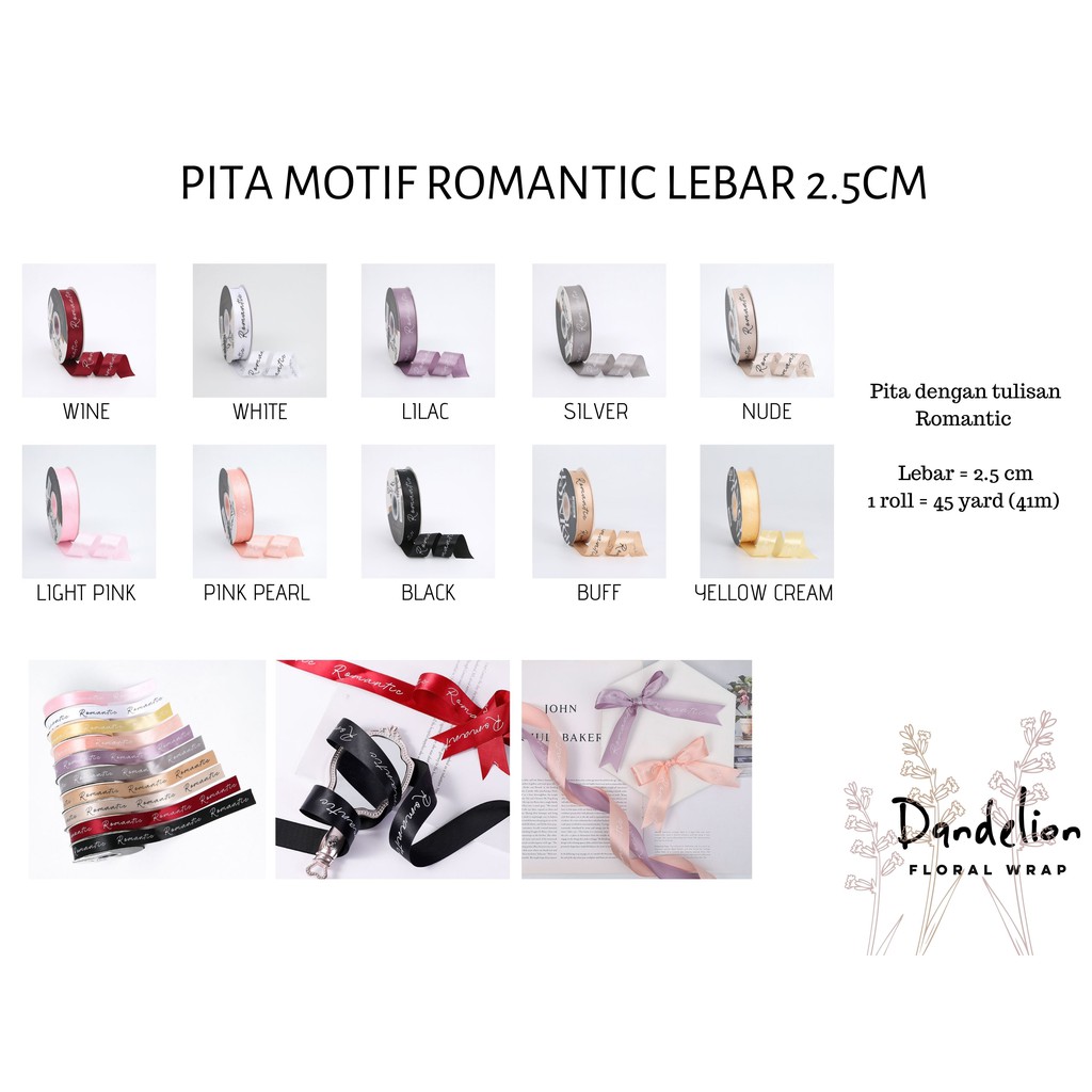 

PITA MOTIF ROMANTIC LEBAR 2.5CM (ECER PER METER) IMPORT PREMIUM PITA KADO HAMPERS BOUQUET BUNGA