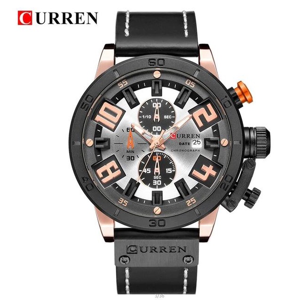 CURREN 8312 Jam Tangan Pria Analog Tali Kulit Chronograph Aktif CURRENOS