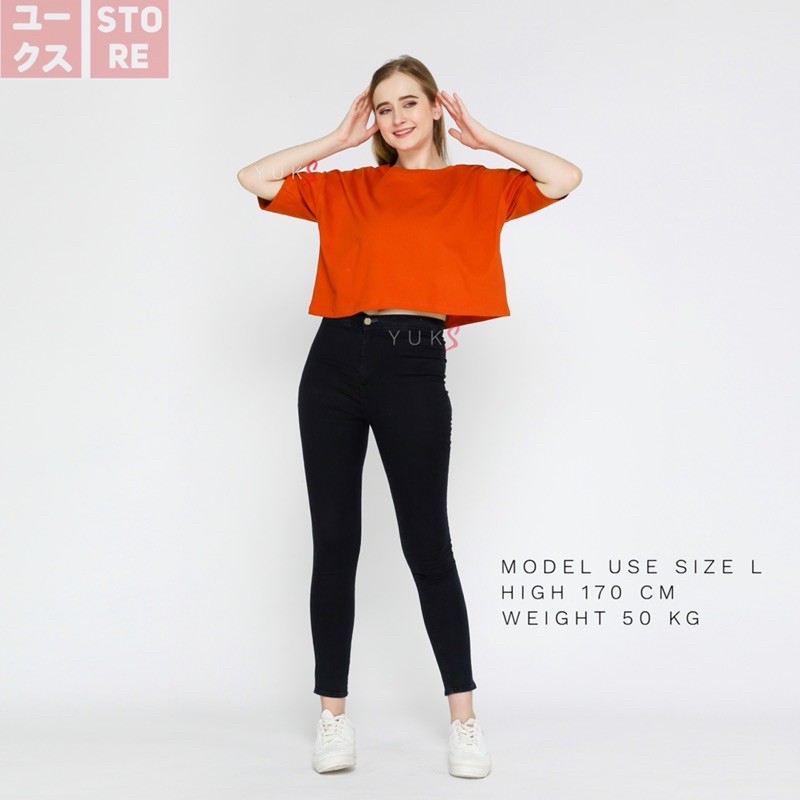 KAOS OVERSIZE CROP TOP POLOS WANITA TSHIRT BAJU OVERSIZED TEE CROPTOP TEBAL ATASAN COTTON COMBED 24s BASIC