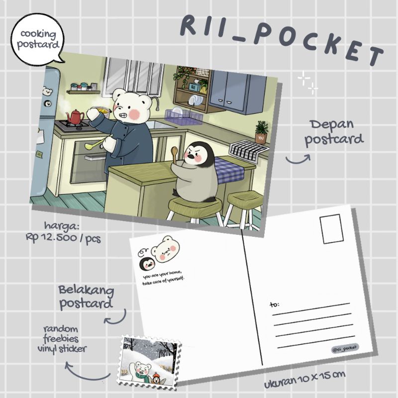 

Cooking Postcard Ber & Peng /Kartu Pos Ilustrasi rii_pocket Daily Series