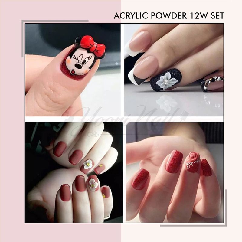 Acrylic powder set 12 warna bubuk akrilik nail art 12w