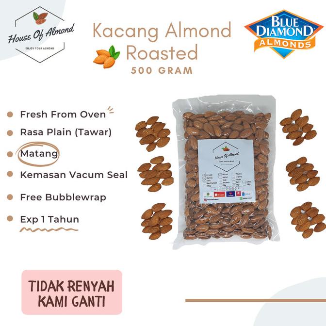 

Roasted Almond Premium (Panggang) kacang almond blue diamond 500gram
