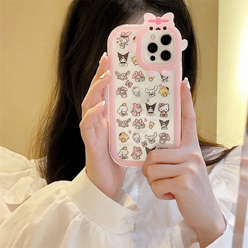 Case Pelindung Lensa Shockproof Motif Kartun Monster Kecil Untuk iPhone 14 13 12 11 Pro Max X Xr Xs Max 7 8 6 6s Plus SE 2020