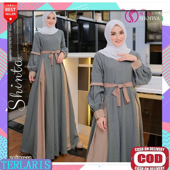 Gamis Remaja Terkini Polos Bahan Katun Korean Style Dewasa Big Size Vintage Elegan Wanita Terlaris T