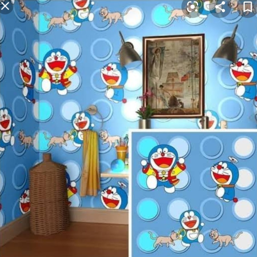 WALLPAPER STIKER DINDING  MOTIF DORAEMON BULAT