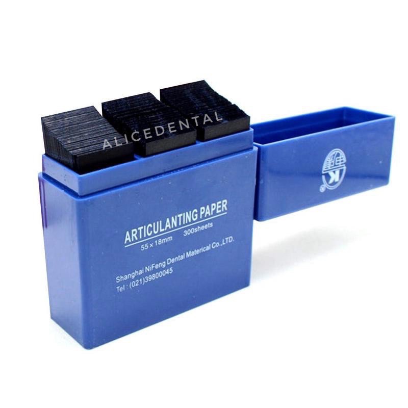 Dental articulating paper straight artikulating paper kertas artikulasi oklusi gigi 2 sisi blue biru hydrophilic paper