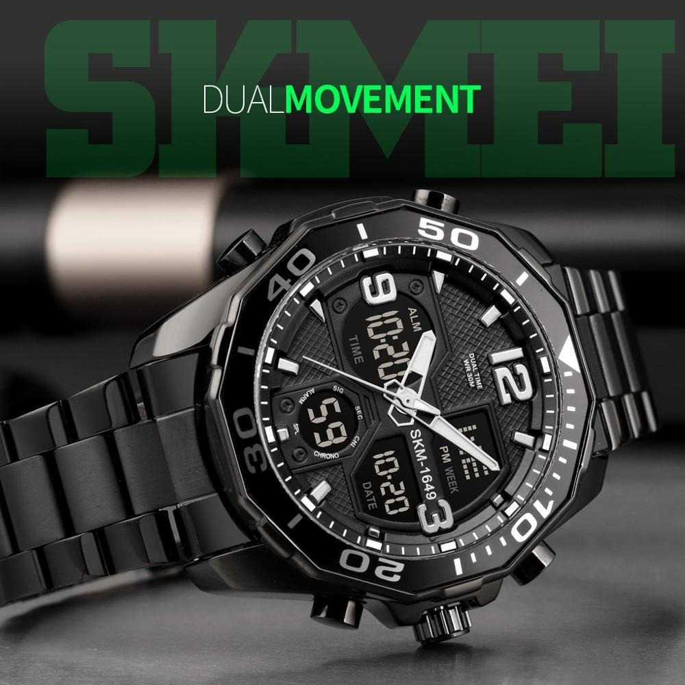 Jam Tangan Pria Dual Time Stainless Original SKMEI AD1649 Hitam-1