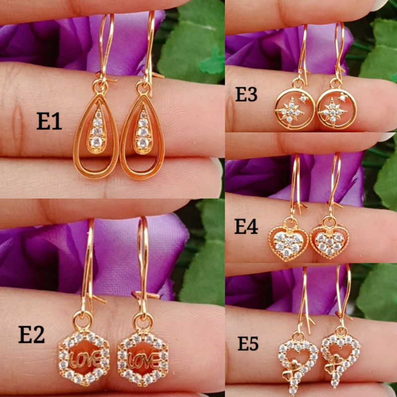 Anting wanita titanium lapis emas terpopuler