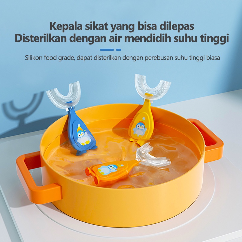 Sikat Gigi Bentuk U Bahan Silikon Untuk Anak Bayi S untuk 2-6 tahun L untuk 6-12 tahun /C 59-60