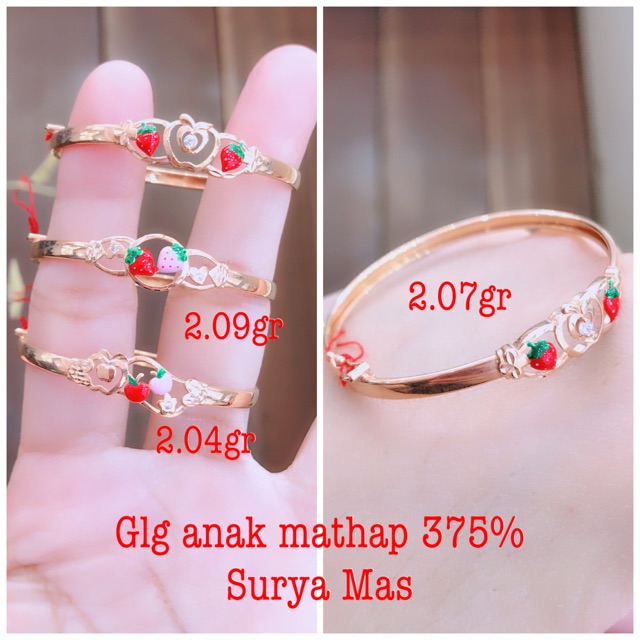 Gelang bulat anak emas 375%