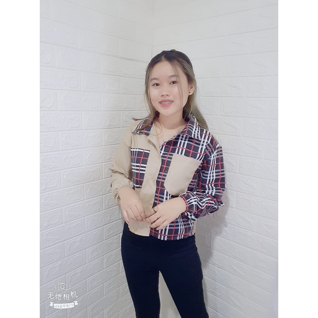 RILLO - PROMO MIKA CROP TOP BLOUSE / KEMEJA WANITA CROP TARTAN-6