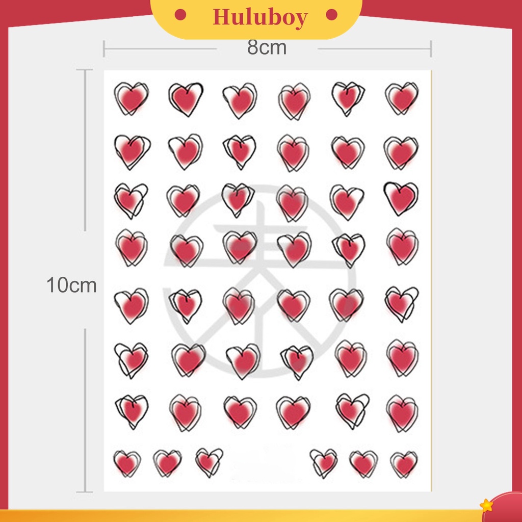 Huluboy Huluboy♡ Stiker Kuku Motif Hati 3D Warna-Warni Untuk Dekorasi Nail Art