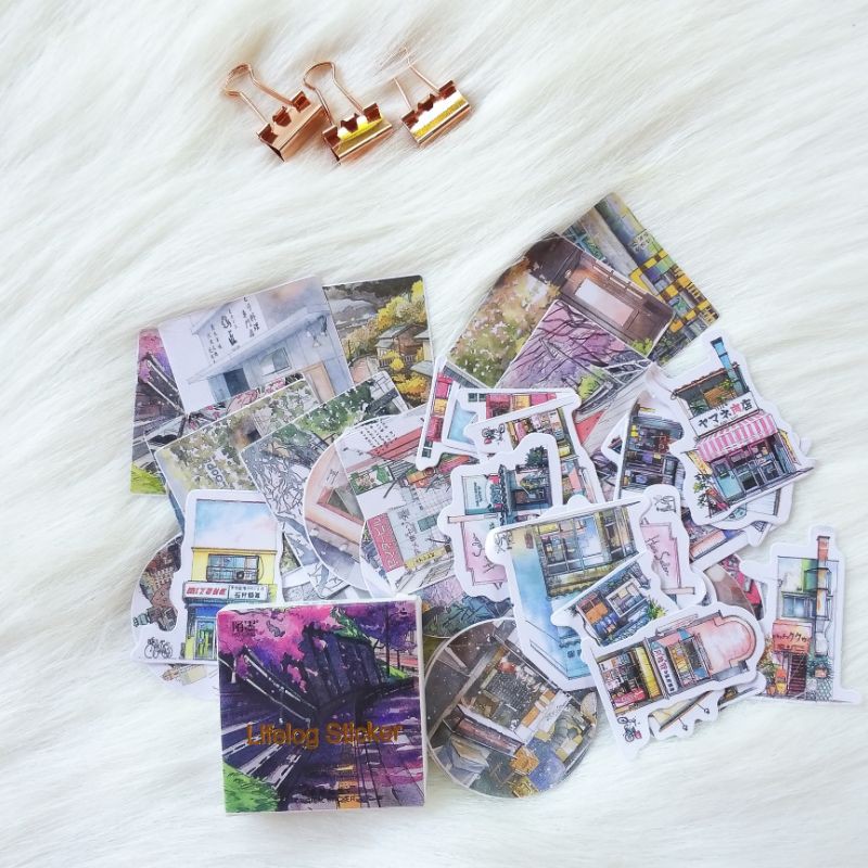 

Sticker desain pemandangan stationery