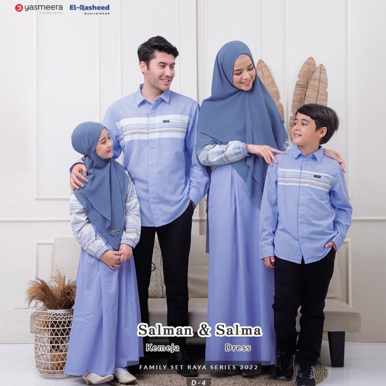 SARIMBIT YASMEERA 2022 D04 ORIGINAL SALMA DRESS GAMIS DEWASA GAMIS ANAK BLISSFUL BLUE SALMAN KOKO DE
