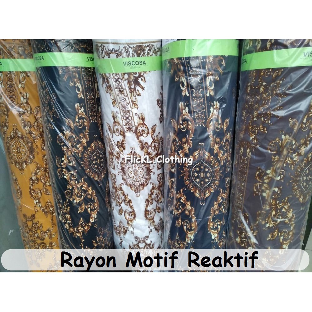 Bahan Kain Rayon Katun Printing Motif Corak Kemeja Pantai Reaktif Viscosa Rollan