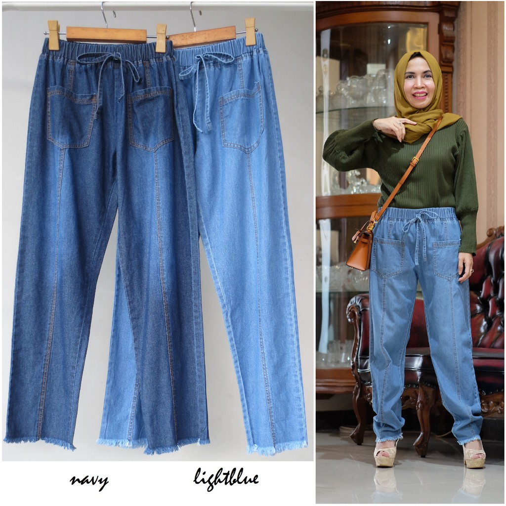 C2-375 celana boyfriend - allsize fit to XL - LP max 92cm P 94cm - soft jeans