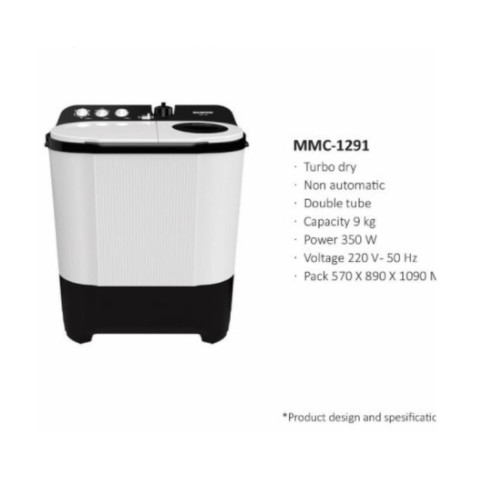 Maspion Mesin Cuci 2 Tabung 9 Kg Big Capacity MMC-1291 MMC 1921 Turbo Dry