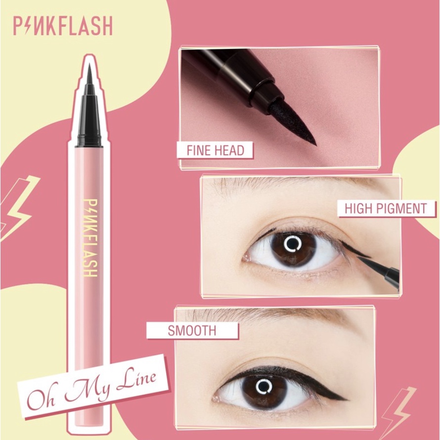 PINKFLASH Eyeliner Tahan Lama Hitam Pigemented Anti Air OhMyLine PF008