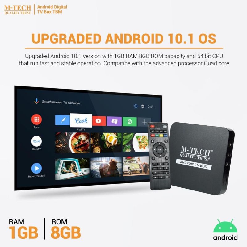 Android tv box m-tech 4k 2k UHD 5G 1gb ram 8gb rom wifi 64bit quad core stb digital mx Q-pro