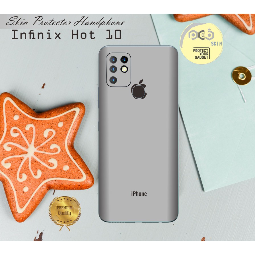 Garskin HP Infinix Hot 10 motif Iphone Grey - Free custom Motif