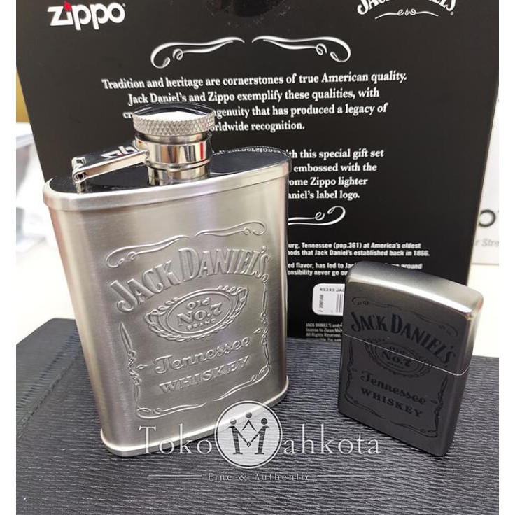 DISKON Zippo Original Jack Daniel's Flask and Lighter Gift Set 49349