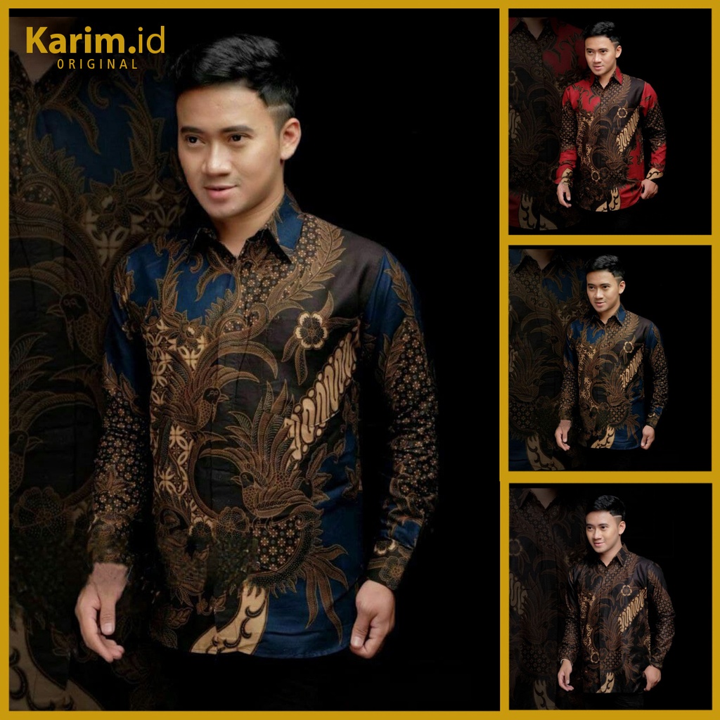 Karimbatik COD - Baju batik pria modern terbaru M L XL XXL - atasan baju batik pria lengan panjang - batik kantoran pria