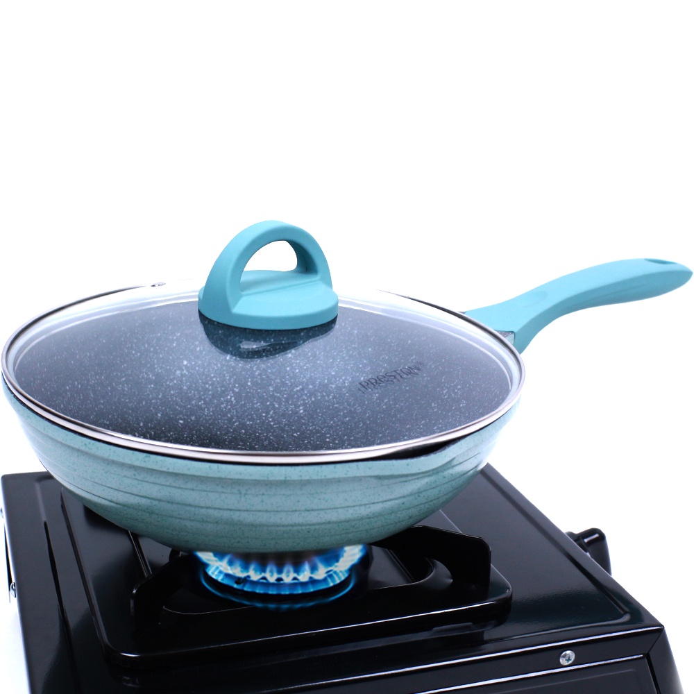 PRESTON COOKWARE - Ocean Island Granite Wok 28cm Penggorengan Anti Lengket / Alat Masak Kekinian / Gift Wajan