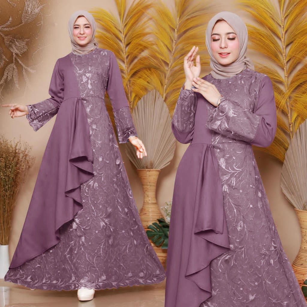 (XXXL ZOLAN) GAMIS BRUKAT TILE MAXI PREMIUM ZOLAN JUMBO SIZE M, L, XL, XXL, XXXL