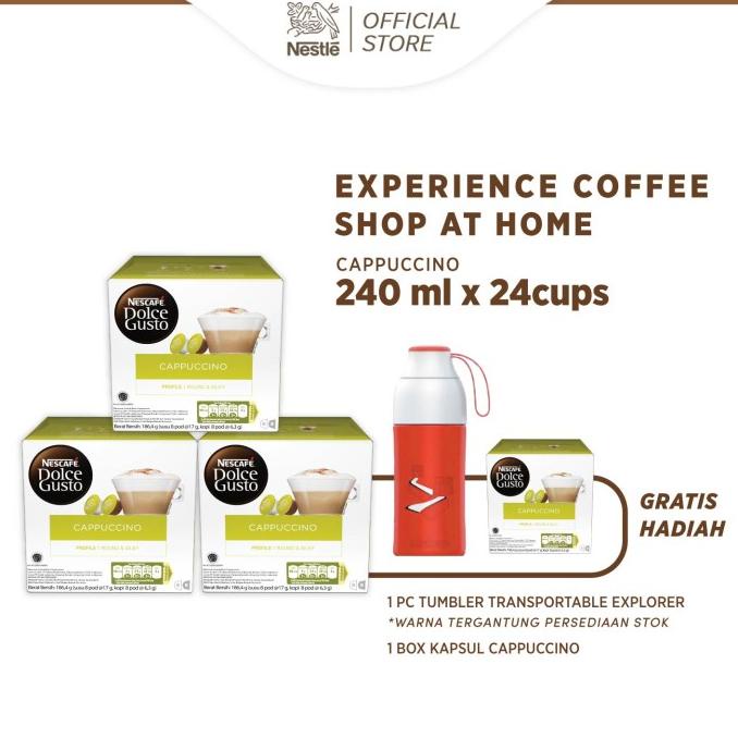 

Nescafe Dolce Gusto Cappucino 3 box + Free 1 box Cappu +1 pcs Tumbler