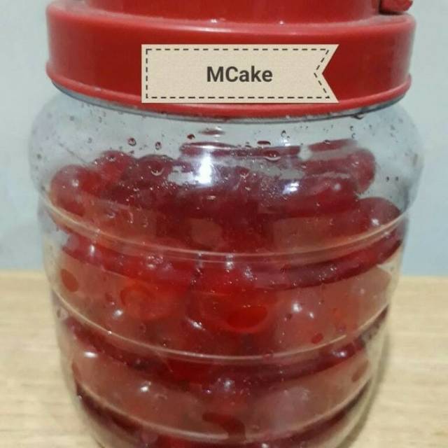 Buah Cherry Merah Tanpa Tangkai Utk Hiasan Kue/Bahan Kue