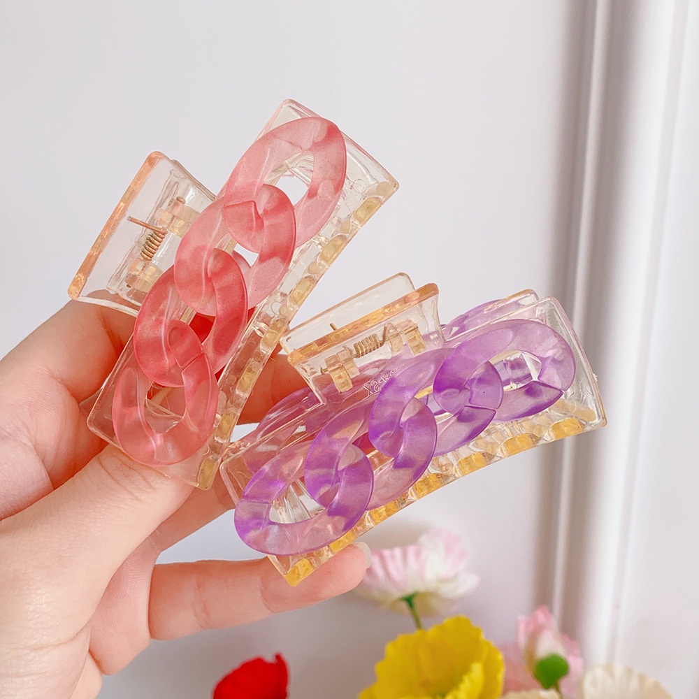 Korean Ins Chain Square Hair Clips for Women Elegant Temperament Claw Clips Girls Hair Accessories